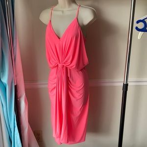 NWT Misa Neon Pink Drape Dress